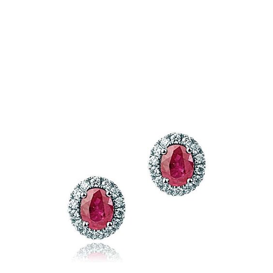 Earrings Mirco Visconti Woman Orecchini Colore in White Gold Rubino 0.7 Ct AB732R - AB732R